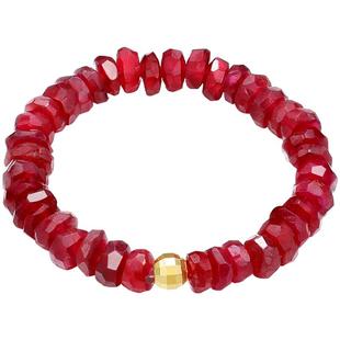 黛米珠宝 蜜月 3-4mm刻面红宝石戒指女18K金弹力绳经典路路通戒指