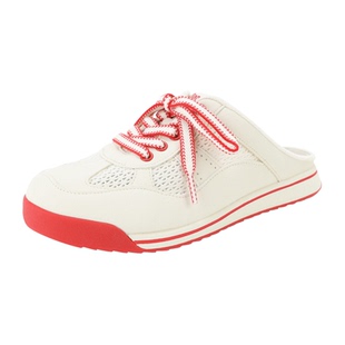 Pansy盼喜拼色德训穆勒包头透气一脚蹬懒人百搭休闲春夏季女鞋