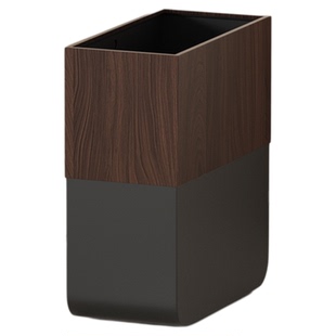 胡桃木纹客厅垃圾桶家用2025新款意式极简风卫生间复古方形纸篓