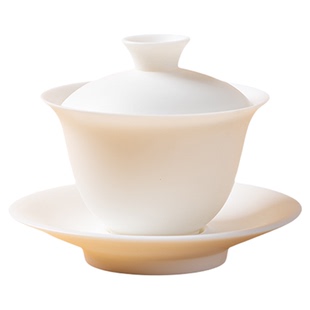 羊脂玉瓷盖碗大套组茶具德化白瓷功夫品茗杯主人杯公道杯全瓷茶漏