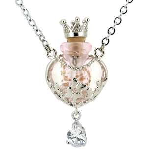 粉色流星花园香水琉璃女性精油瓶项链 香熏瓶饰品吊坠