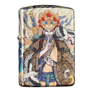 zippo打火机正品白鹤童子盔甲防风煤油火机送礼送男朋友生日礼物