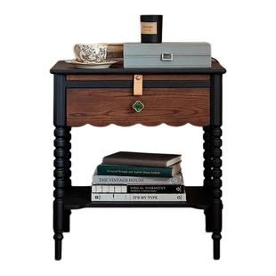 法式复古客厅边几沙发角几美式实木床头柜全实木北美红橡木