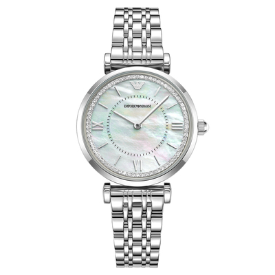 阿玛尼轻奢母贝石英白月光女表