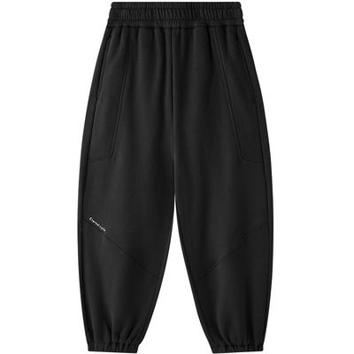 越也童装男童长裤秋冬新品加绒保暖宽松休闲束脚运动卫裤简约裤子