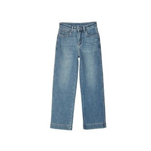 版型赢麻了！~ 真超绒窄版直筒裤新款显瘦宽松阔腿加绒牛仔裤女冬