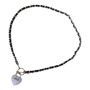 《幸运日》金色皮革项链女网红锁骨链仲夏夜之梦饰品毛衣链春夏