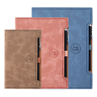 a5硬皮面带笔插笔记本2026年手账本带笔日记本B5本子高颜值商务办公工作记事本记录本手帐本A6小本子定制刻字