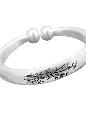 开口纯银手镯999贵妃女