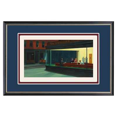 伽罗生活手绘油画爱德华霍普《夜游者》人物艺术高级感中古风挂画