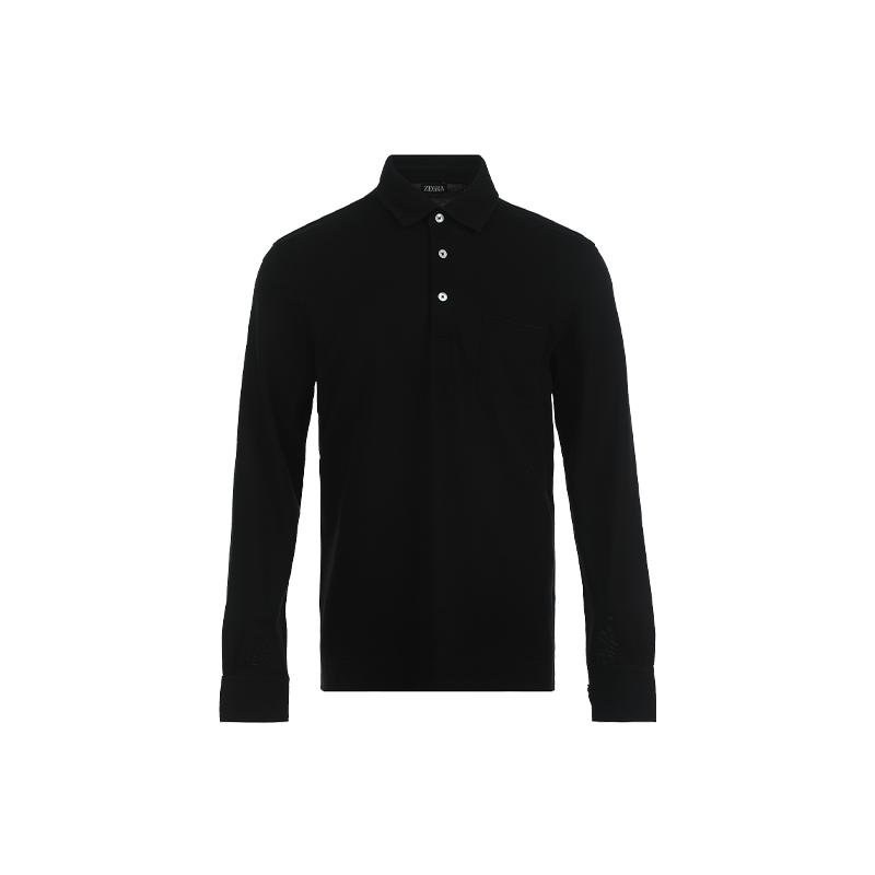 【自营】Zegna/杰尼亚男士SS25棉质宽松商务休闲长袖polo衫短袖