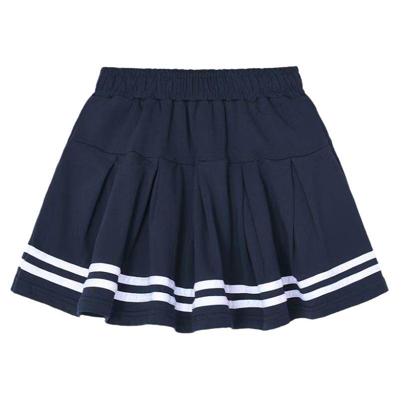 校服裙子藏青色百褶裙双白条纹