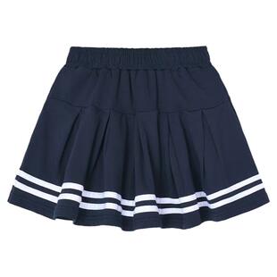 中小学生校服裙子藏青色百褶裙学院风双白条纹女童演出半身短裙裤