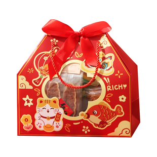 2026新年雪花酥包装盒烫金开窗福袋马年糖果饼干太妃糖伴手礼盒袋