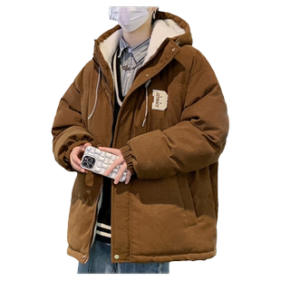 灯芯绒棉衣男冬季加绒加厚保暖棉服外套男青少年羊羔绒保暖棉袄子