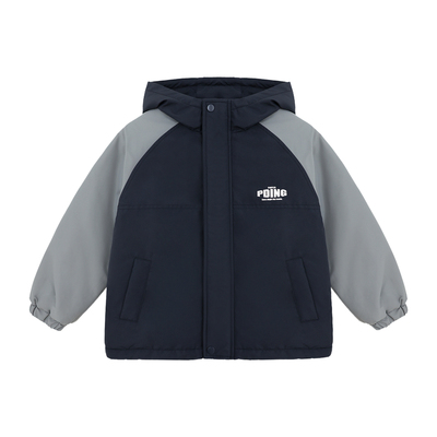 派町童装男童简约风棉服2025冬季新款大童儿童潮酷休闲连帽外套潮