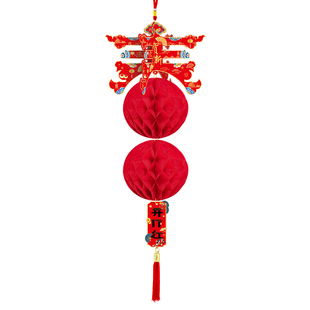 新年春节开门红职场布置蜂窝灯笼装饰挂件马年元旦店铺氛围装扮