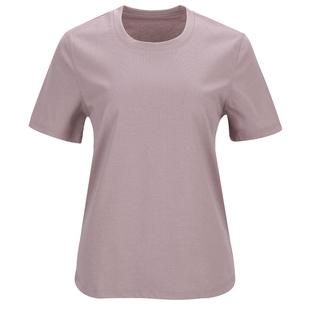 马天奴女装夏季新款纯色棉质混纺T恤圆领短袖上衣时尚百搭基础款