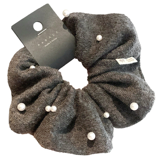 韩国小香风温柔珍珠毛线大肠发圈高级感马尾发绳软糯气质皮筋头花