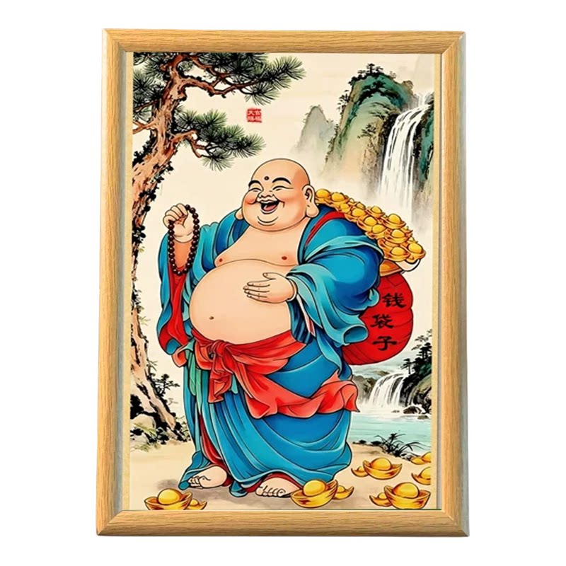 2026新款大肚弥勒佛聚财挂画相框