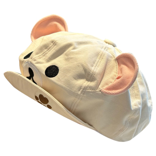 卡通轻松熊翻檐贝雷帽子春夏季搞怪透气鸭舌帽可爱造型八角帽甜美