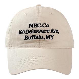 韩国复古小字母棒球帽子女春秋软顶弯檐帽夏季百搭大头围鸭舌帽男