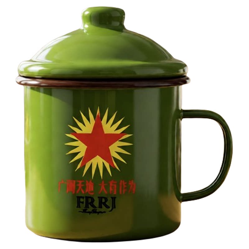 搪瓷茶缸水杯经典水杯喝水杯子绿马克杯