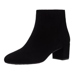 STELLA LUNA秋冬圆头方跟真皮短靴女简约拉链踝靴马丁靴SLP317118