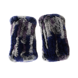 真獭兔毛半指手套皮草手工编织女冬护腕保暖露指半截弹力超柔毛毛