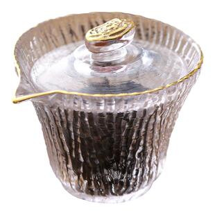 盖碗单盖玻璃盖子描金盖碗单盖三才盖碗茶杯盖茶具配件玻璃盖