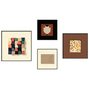 复古立体组合百搭客厅沙发背景墙装饰画餐厅挂画现代轻奢卧室壁画