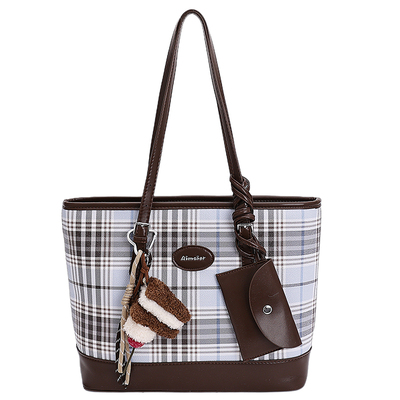 小众设计复古格纹托特包女