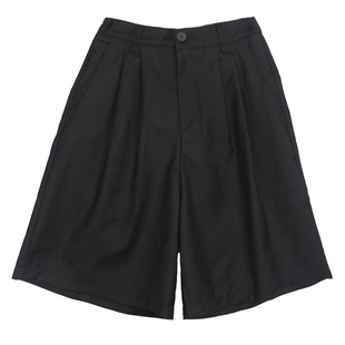 隐觅 山本风夏季宽松女松紧腰裙裤宽松阔腿暗黑基础款短裤五分裤