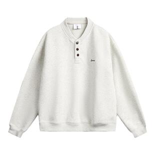 400g纯色亨利领纽扣卫衣男生春秋季2026新款上衣内搭休闲宽松百搭