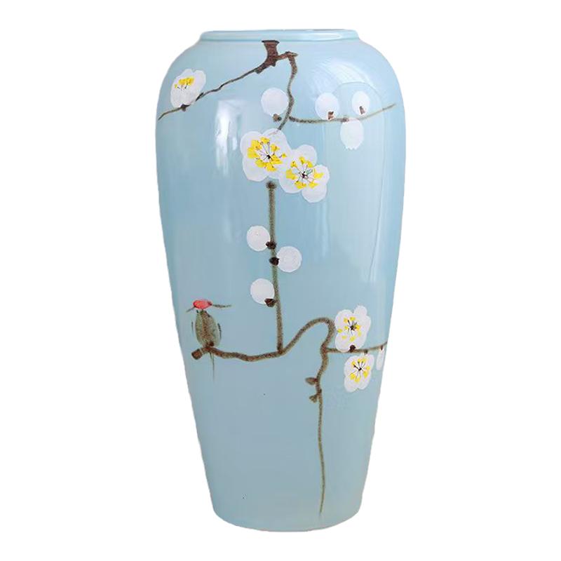 简约陶瓷花瓶银柳干花发财果仿真花专用插花花瓶桌面客厅装饰摆件