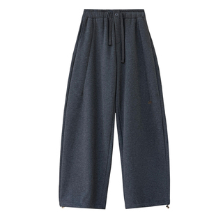 奥粒绒加厚字母刺绣抽绳弯刀裤冬季可收口阔腿束脚两穿高腰卫裤女