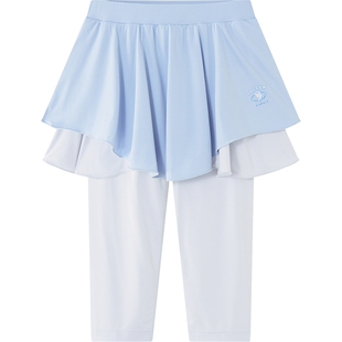 迪士尼女童假两件运动打底裤夏季防走光舞蹈裙式训练服儿童瑜伽裤