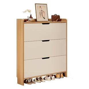 实木鞋柜家用门口楼道外超薄入户门外走廊用过道电梯口翻斗式鞋架