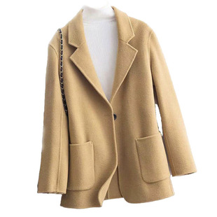 24新款韩版小西装羊毛大衣女常规款高端呢子短款羊绒双面尼外套女