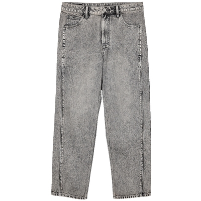 907杰克琼斯男装秋季纯棉浅灰色宽松复古牛仔裤阔腿裤长裤子男款