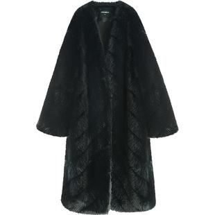 COCOBELLA仿貂绒横排工艺环保皮草外套女冬长款毛绒大衣FU3006-3