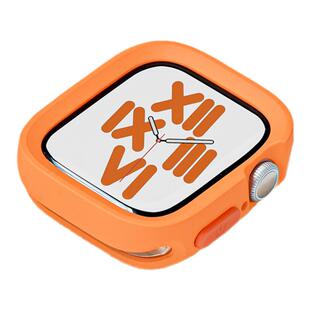 适用iWatch防摔铠甲S11/10硅胶软壳applewatch9/8/7/6/se创意磨砂渐变直角半包保护壳苹果手表耐磨透气壳男女