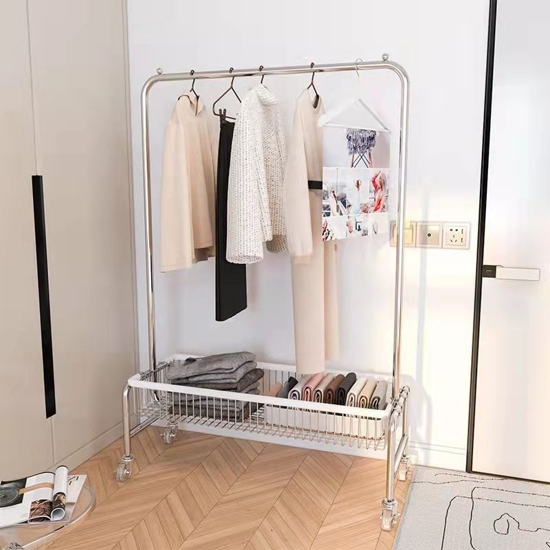 落地挂衣架移动多功能收纳架子置物架拍照服装店架直播红展示架网