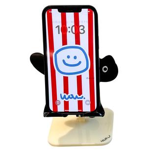 黑色猫咪亚克力手机支架ipad平板支架可爱卡通用桌面追剧神器自拍照直播手机架支架挑动者LELIO透明ins风粉色