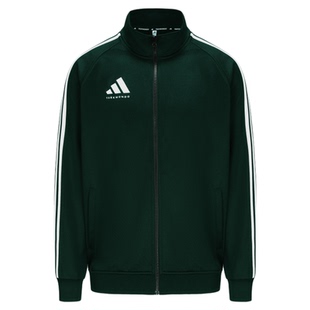 阿迪达斯春秋季外套男女黑白新款休闲运动立领梭织夹克TR30JT-BW