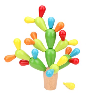 儿童拼插拼装插柱木质玩具仙人掌