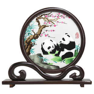 成都特色伴手礼蜀绣手工刺绣熊猫摆件中国风礼品送老外新款如意