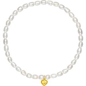 周六福18K金珍珠手串女款优雅爱心小米珠手链手饰送女友节日礼物