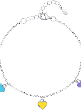 摩典925银甜美珐琅爱心手链女