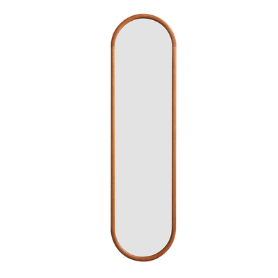 度物北欧圆形小众樱桃木穿衣镜